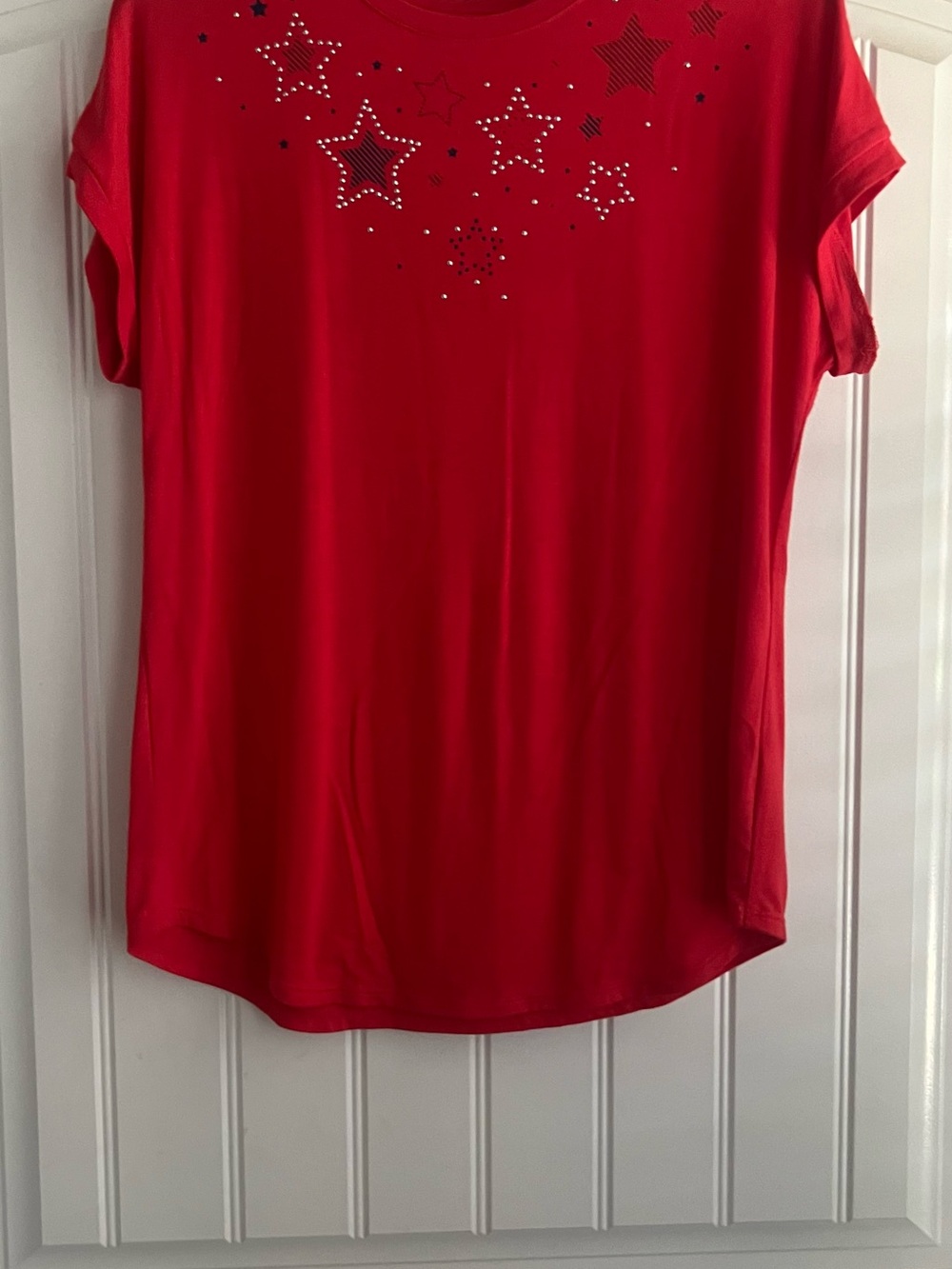 FOURTH OF JULY 🇺🇸 Red Star-Embellished Women's Tee